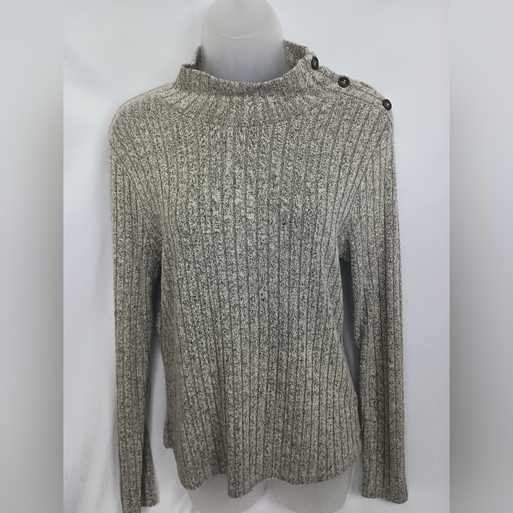 2/$30 LUSH Gray Ribbed Turtleneck Sweater with Button Accents (#999)